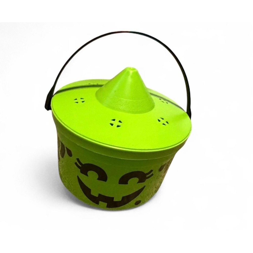 Vintage 1986 McDonald's Halloween Witch Pumpkin Trick or Treat Bucket Green